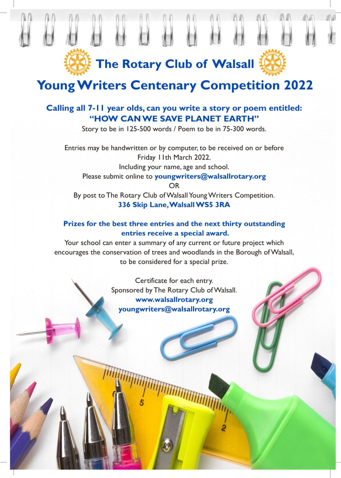 Young Writers Competition 2022 Walsall Rotary Club